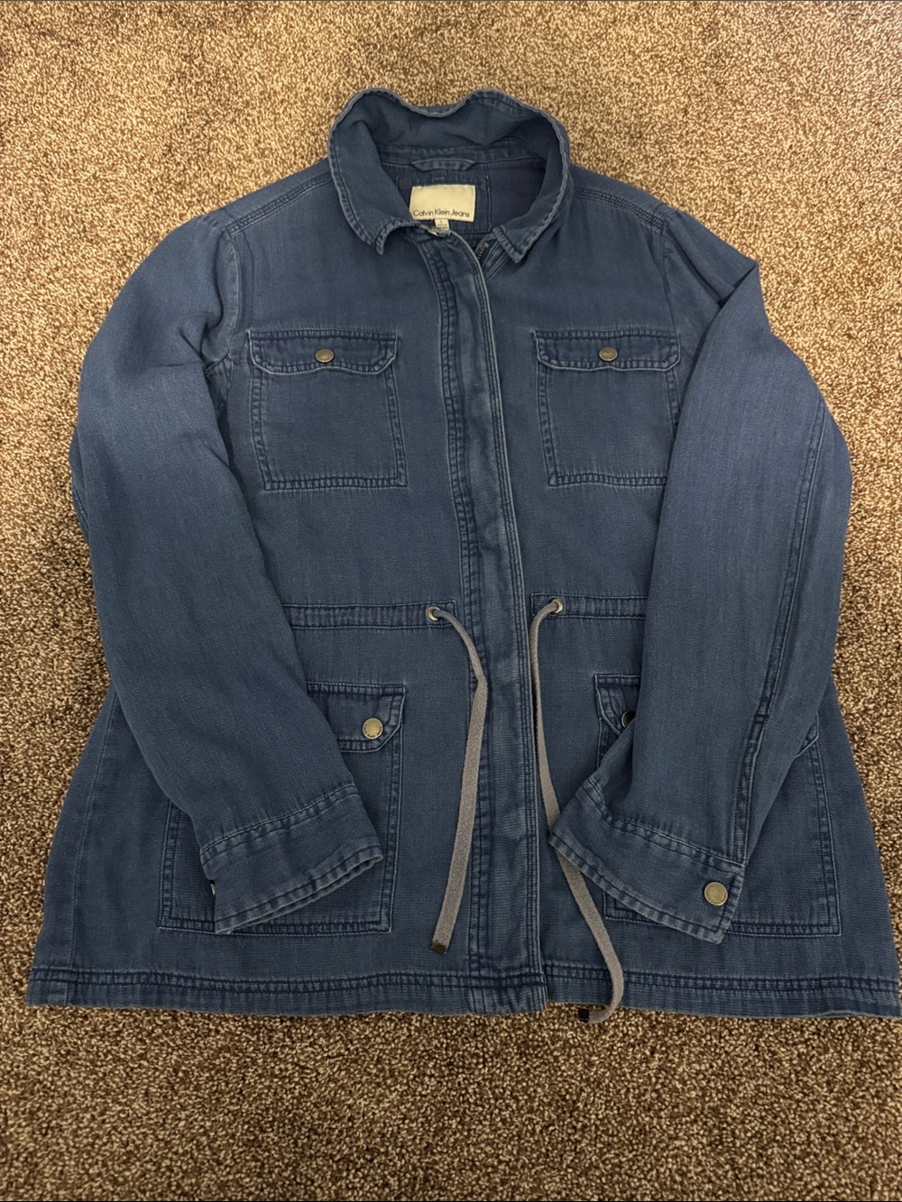 Calvin Klein Jeans Indigo Blue Utility Jacket with Drawstring